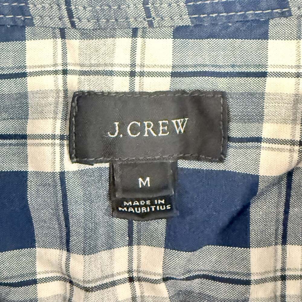 J.Crew Men's Medium Blue and White Plaid Secret Wash Button-Down Shirt - Picture 2 of 6